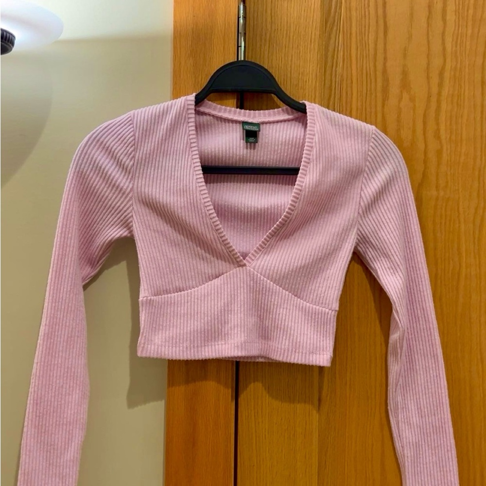 Pink Ribbed Crop Top